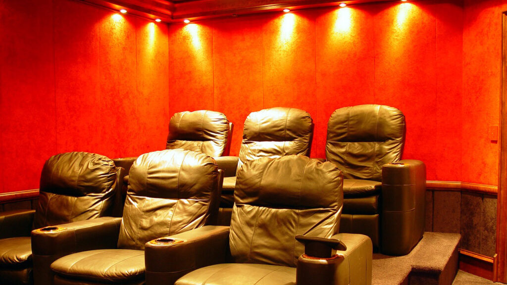 Home Theater - Red and Black - Rear Looking - Cropped - 16x9